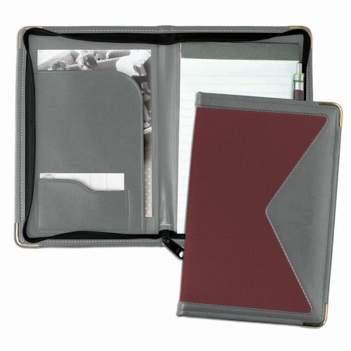 Edge Junior Zipper Folder-600 Denier Nylon and Faux Leather Vinyl-Burgundy / Grey Edge Junior Zipper Folder-600 Denier Nylon and Faux Leather Vinyl-Burgundy / Grey