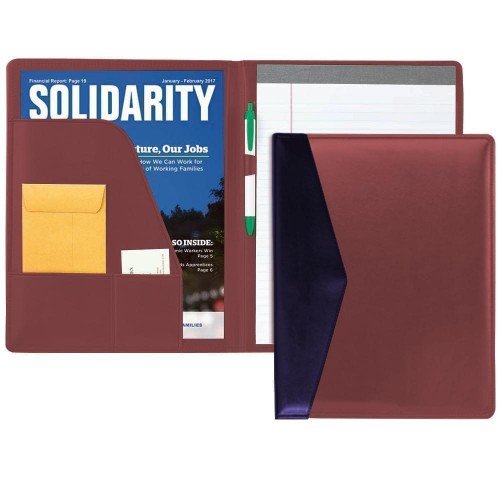Accent Stitched Letter Folder-Faux Leather Vinyl-Burgundy / Navy Accent Stitched Letter Folder-Faux Leather Vinyl-Burgundy / Navy