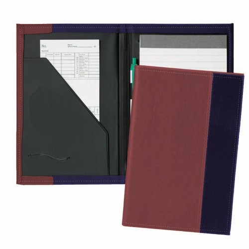 Manhattan Junior Folder-Faux Leather Vinyl-Burgundy / Navy