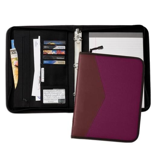 Tribeca Dual Tone 1" Zipper Ring Binder-Matte-Burgundy / Burgundy