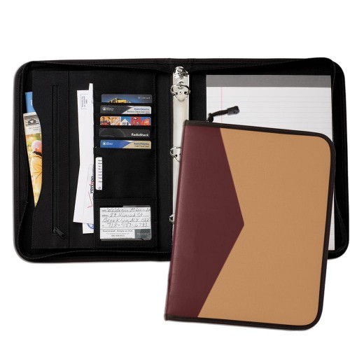 Tribeca Dual Tone 1" Zipper Ring Binder-Matte-Burgundy / Tan Tribeca Dual Tone 1" Zipper Ring Binder-Matte-Burgundy / Tan