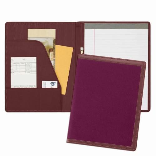 Edge Embroidered Letter Folder-Matte-Burgundy / Burgundy