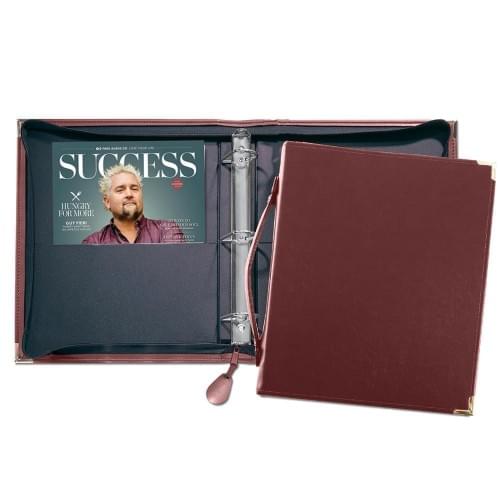 Zippered 1.5" D Ring Binder W/Strap Handle-Matte-Burgundy