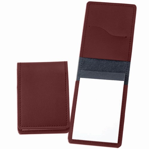Stitched Memo Pad-Faux Leather Vinyl-Burgundy