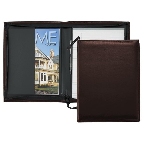 Economy Letter Zipper Folder-Faux Leather Vinyl-Dark Brown