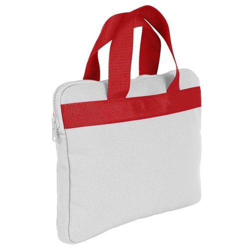 USA Made Nylon Poly Business Cases, White-Red, DJAV319P32