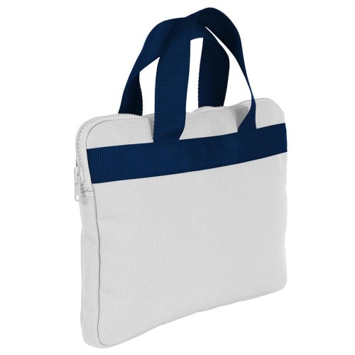 USA Made Nylon Poly Business Cases, White-Navy, DJAV319P3Z