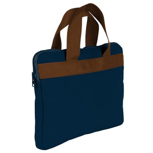 USA Made Nylon Poly Business Cases, Navy-Brown, DJAV319PWS