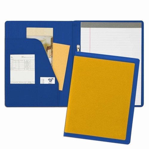 Edge Embroidered Letter Folder-600 Denier Nylon and Faux Leather Vinyl-Gold / Royal Blue