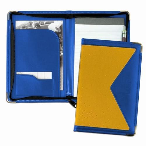 Edge Junior Zipper Folder-600 Denier Nylon and Faux Leather Vinyl-Gold / Royal Blue