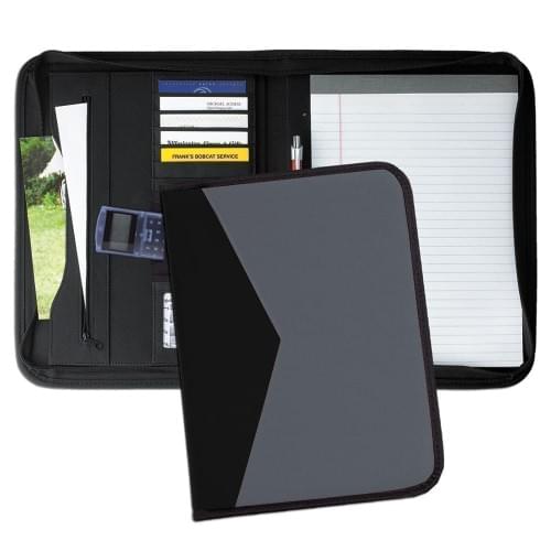 Tribeca Dual Tone Zipper Folder-600 Denier Nylon and Faux Leather Vinyl-Graphite / Black