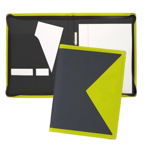 Edge Letter Zipper Folder-600 Denier Nylon and Faux Leather Vinyl-Graphite / Lime Edge Letter Zipper Folder-600 Denier Nylon and Faux Leather Vinyl-Graphite / Lime
