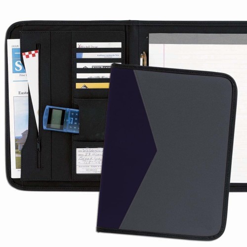 Tribeca 2-Tone Letter Folder-600 Denier Nylon and Faux Leather Vinyl-Graphite / Navy