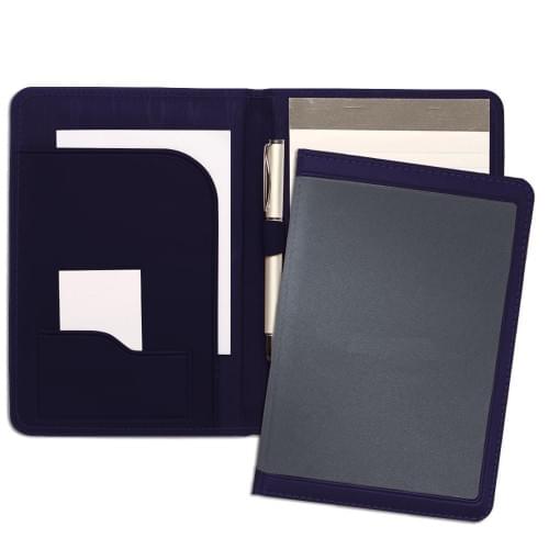 Edge Embroidered Junior Folder-600 Denier Nylon and Faux Leather Vinyl-Graphite / Navy