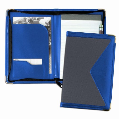 Edge Junior Zipper Folder-600 Denier Nylon and Faux Leather Vinyl-Graphite / Royal Blue Edge Junior Zipper Folder-600 Denier Nylon and Faux Leather Vinyl-Graphite / Royal Blue