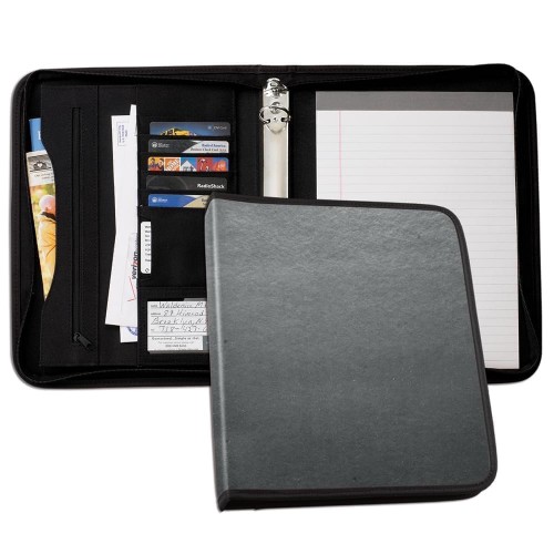 Tribeca 1" Zipper Ring Binder-Polished-Gray Tribeca 1" Zipper Ring Binder-Polished-Gray