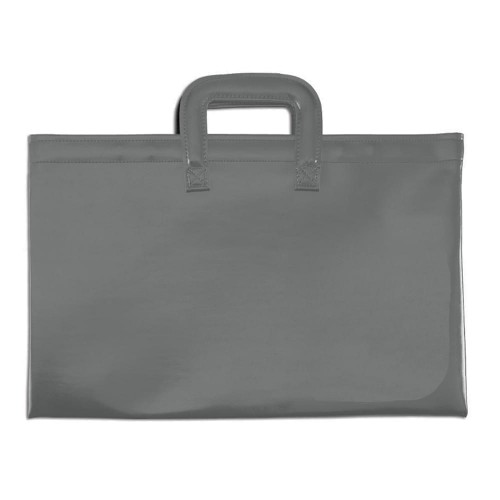 Briefcase with Luggage Handles-Faux Leather Vinyl-Gray Briefcase with Luggage Handles-Faux Leather Vinyl-Gray