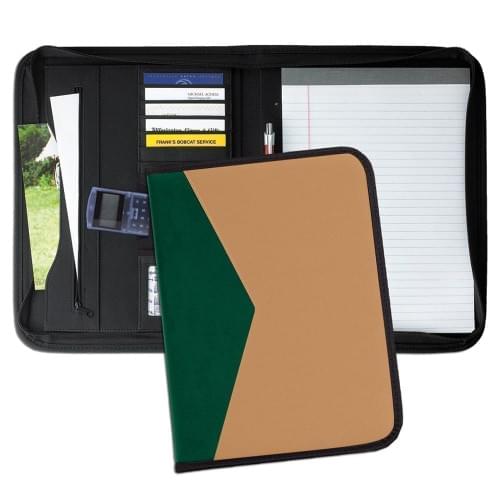 Tribeca Dual Tone Zipper Folder-Matte-Hunter / Tan