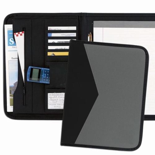 Tribeca 2-Tone Letter Folder-600 Denier Nylon and Faux Leather Vinyl-Grey / Black