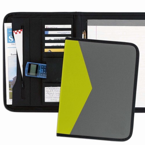 Tribeca 2-Tone Letter Folder-600 Denier Nylon and Faux Leather Vinyl-Grey / Lime