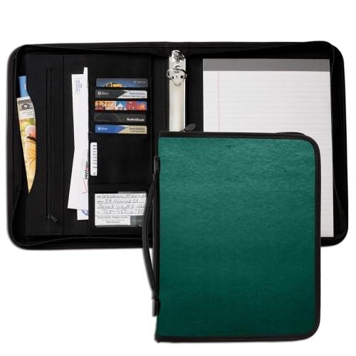 Tribeca 1" Zipper Ring Binder W/ Luggage Handle-Polished-Hunter