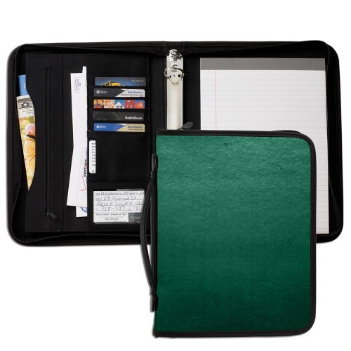 Tribeca 1" Zipper Ring Binder W/ Luggage Handle-Matte-Hunter Tribeca 1" Zipper Ring Binder W/ Luggage Handle-Matte-Hunter