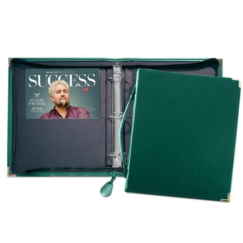 Zippered 1.5" D Ring Binder W/Strap Handle-Polished-Hunter Zippered 1.5" D Ring Binder W/Strap Handle-Polished-Hunter