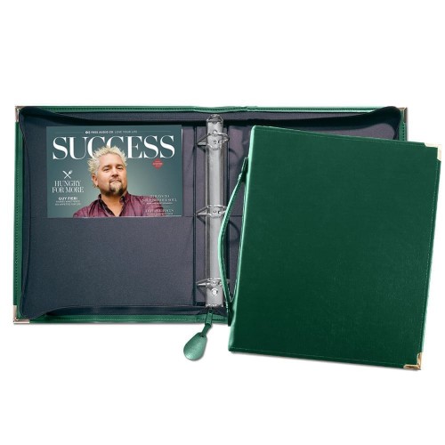 Zippered 1.5" D Ring Binder W/Strap Handle-Matte-Hunter