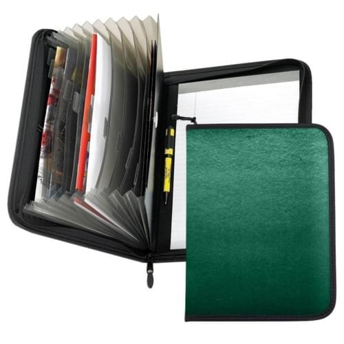 Accordion Zipper Folder-600 Denier Nylon or Faux Leather Vinyl-Hunter