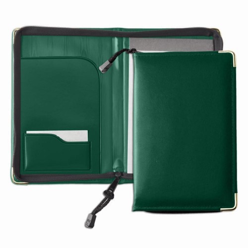 Prestige Junior Zipper Folder-Faux Leather Vinyl-Hunter