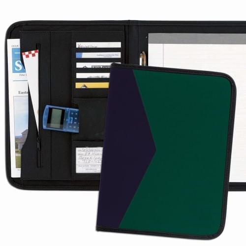 Tribeca 2-Tone Letter Folder-600 Denier Nylon and Faux Leather Vinyl-Hunter Green / Navy