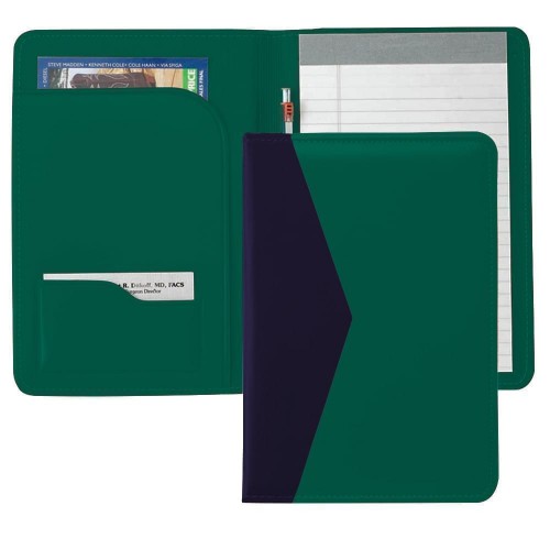 Accent Stitched Junior Folder-Faux Leather Vinyl-Hunter Green / Navy Accent Stitched Junior Folder-Faux Leather Vinyl-Hunter Green / Navy