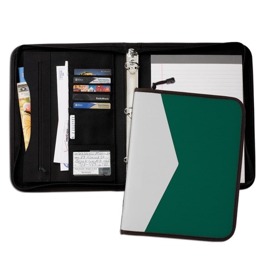 Tribeca Dual Tone 1" Zipper Ring Binder-600 Denier Nylon and Faux Leather Vinyl-Hunter Green / White