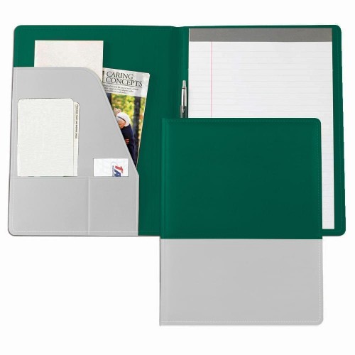 Duplex Letter Folder-Faux Leather Vinyl-Hunter Green / White