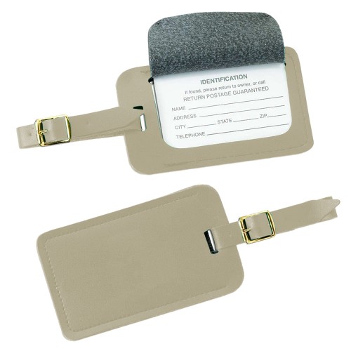Stitched Luggage Tag-Faux Leather Vinyl-Ivory