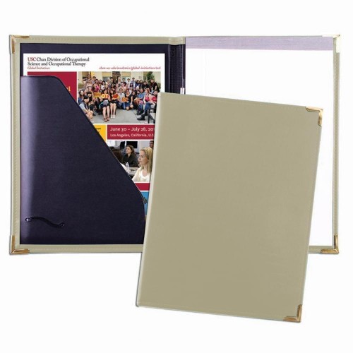 Stitched Letter Folder-Faux Leather Vinyl-Ivory