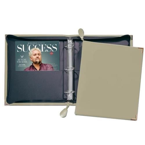 Zippered 1 1/2" D-Ring Binder-Faux Leather Vinyl-Ivory