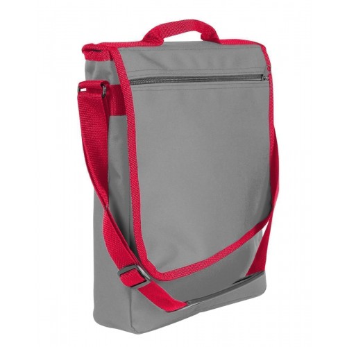 USA Made Nylon Poly Laptop Bags, Grey-Red, LHCBA29A12