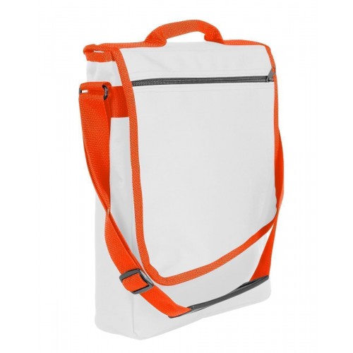USA Made Nylon Poly Laptop Bags, White-Orange, LHCBA29A30