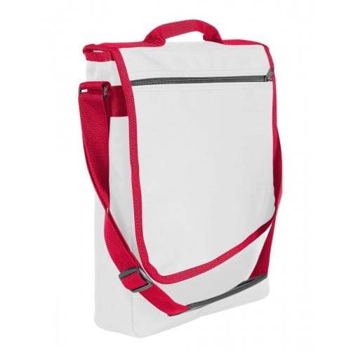USA Made Nylon Poly Laptop Bags, White-Red, LHCBA29A32