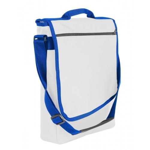 USA Made Nylon Poly Laptop Bags, White-Royal Blue, LHCBA29A33