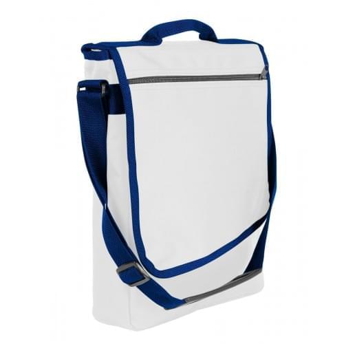 USA Made Nylon Poly Laptop Bags, White-Navy, LHCBA29A3Z