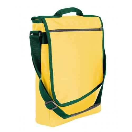 USA Made Nylon Poly Laptop Bags, Gold-Hunter Green, LHCBA29A4V