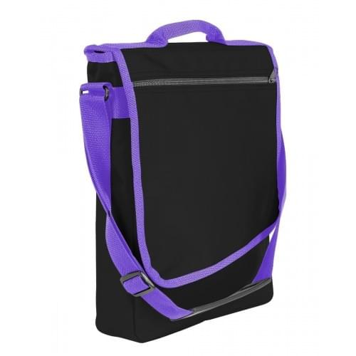 USA Made Nylon Poly Laptop Bags, Black-Purple, LHCBA29AO1