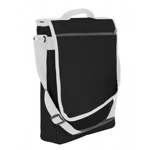 USA Made Nylon Poly Laptop Bags, Black-White, LHCBA29AO4