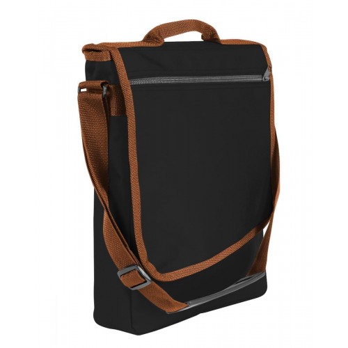 USA Made Nylon Poly Laptop Bags, Black-Brown, LHCBA29AOS