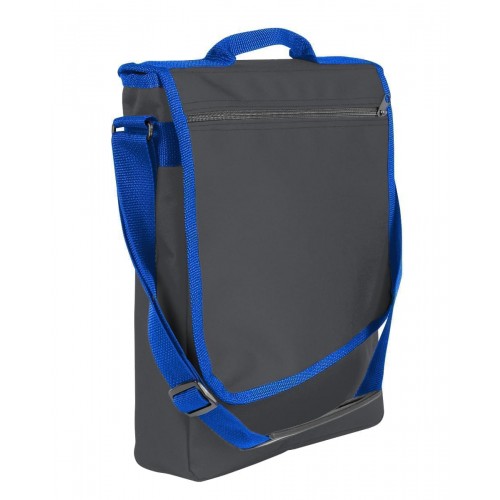USA Made Nylon Poly Laptop Bags, Graphite-Royal Blue, LHCBA29AR3