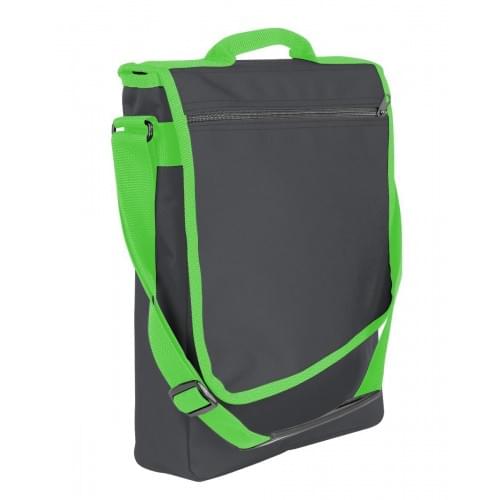 USA Made Nylon Poly Laptop Bags, Graphite-Lime, LHCBA29ARY