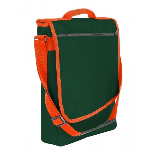 USA Made Nylon Poly Laptop Bags, Hunter Green-Orange, LHCBA29AS0