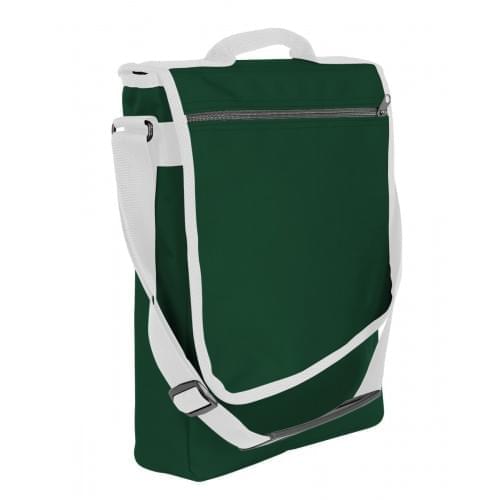 USA Made Nylon Poly Laptop Bags, Hunter Green-White, LHCBA29AS4
